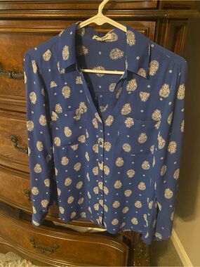 Express blue paisley Portofino blouse
